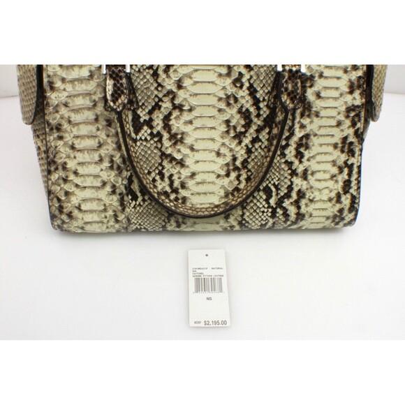 Michael Kors Gia Satchel Python Black And Beige Leather Bag Handbag Purse - Picture 8 of 9